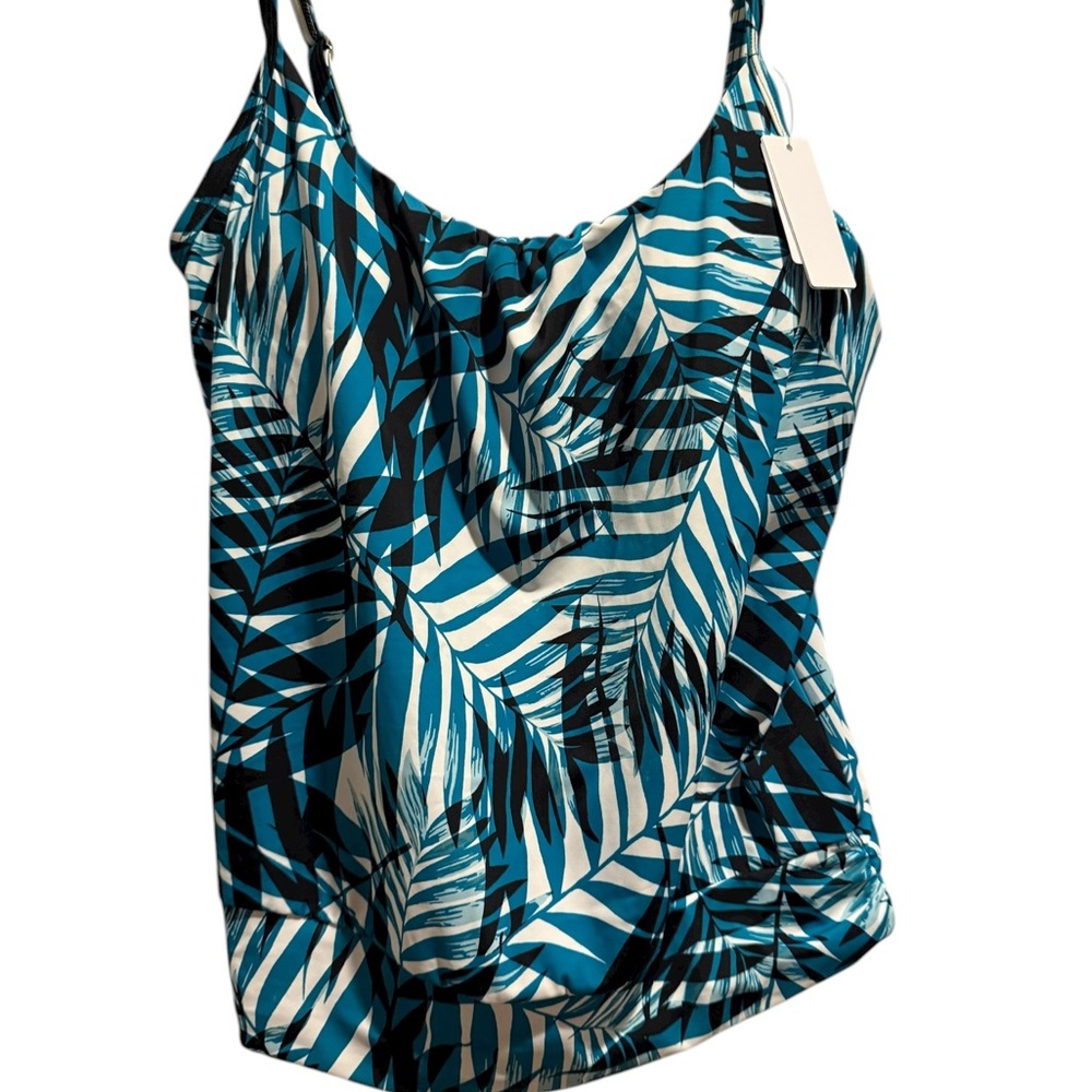 NWT Tropical Blue Leaf Print Women's Bathing Suit Top